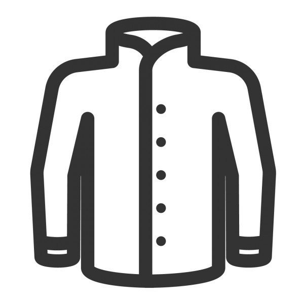 Symbol eines Hemds mit Knopfleiste und langen Ärmeln
